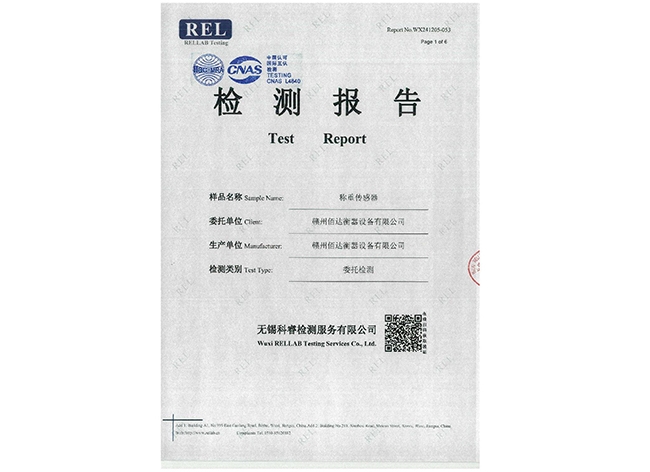 称重传感器检测报告