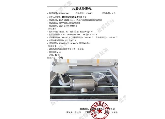 传感器盐雾试验报告